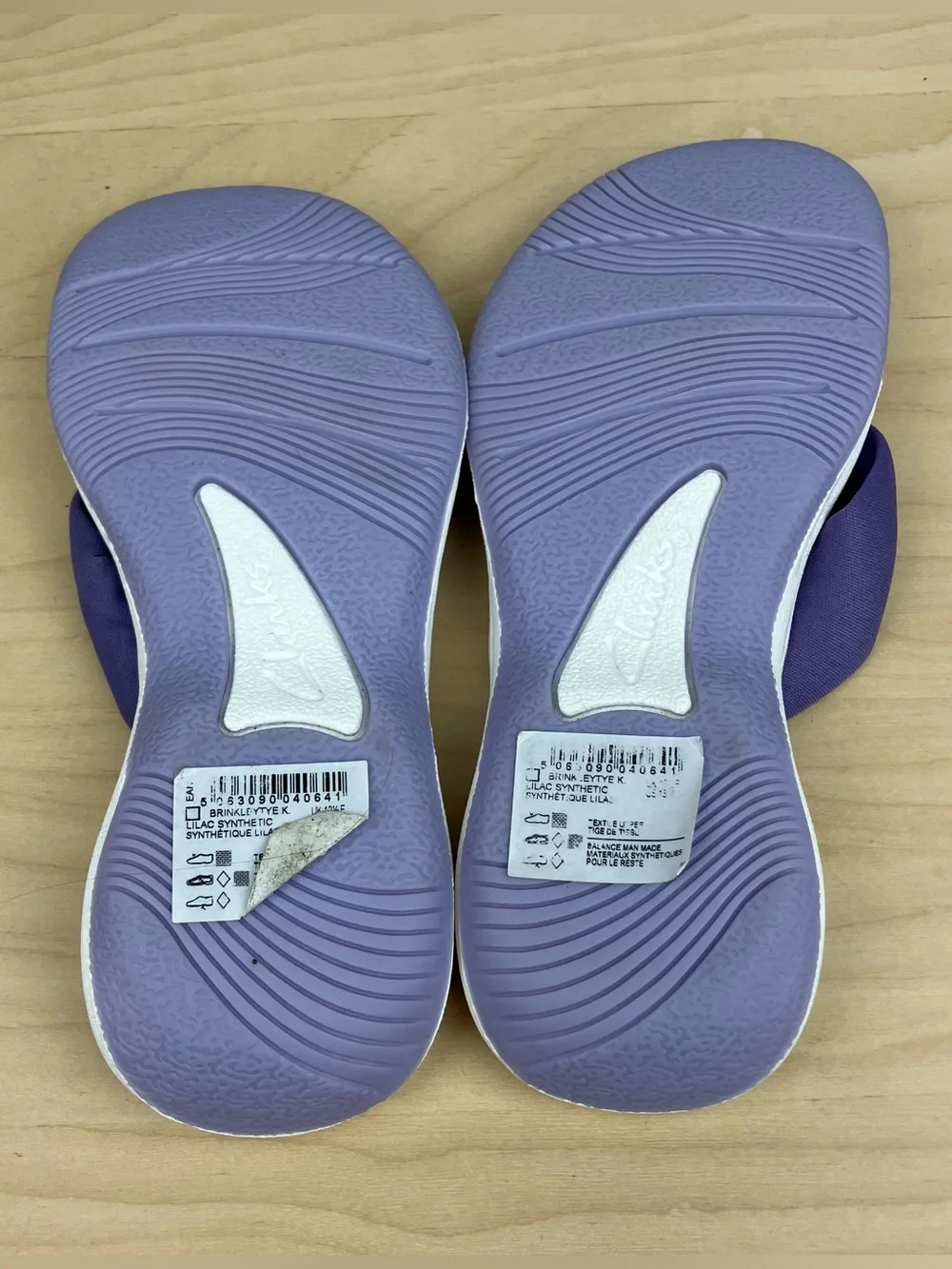 Clarks Kids Girls Size 13.0 M Brinkley Tye Lilac Purple Thong Flip Flop Sandals